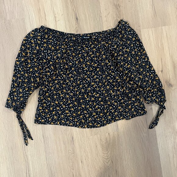 Madewell Black and Gold Off The Shoulder Top Size Small - Picture 3 of 6